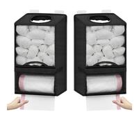 Organizer 2 in 1 extra large in rete, dispenser per sacchetti della spazzatura, organizer da appendere senza fori, per sacchetti della spesa, con 2 ganci, per cucina/dispense (2, nero)