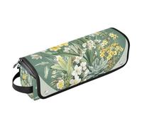Organizer 2 in 1 per accessori per capelli, resistente al calore, per ferro arricciacapelli, per ferri da stiro, ferri da stiro, arricciacapelli, narcisi, verde mughetto