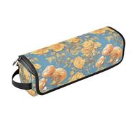 Organizer 2 in 1 per strumenti per capelli con begonia gialla blu e tappetino resistente al calore, con cerniera, impermeabile, portatile, aperto, borsa da viaggio per ferri da stiro, piastre e