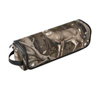 Organizer 2 in 1 per strumenti per capelli, con cuscinetto resistente al calore, per cacciatori di cervi, marrone scuro, custodia da viaggio portatile per ferro arricciacapelli, asciugacapelli piatto