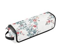 Organizer 2 in 1 per strumenti per capelli con fiori ad acquerello e tappetino resistente al calore con cerniera, grande capacità, organizer per strumenti per capelli per raddrizzatori, ferro