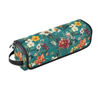 Organizer 2 in 1 per strumenti per capelli con fiori colorati e tappetino resistente al calore, con cerniera, impermeabile, custodia da viaggio per piastre, piastre e ferri arricciacapelli, organizer