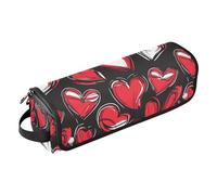 Organizer 2 in 1 per strumenti per capelli, con tappetino in ferro, borsa organizer per strumenti caldi e accessori per la cura dei capelli, custodia per San Valentino con cuori rossi per donne
