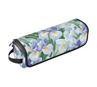 Organizer 2 in 1 per strumenti per capelli con tappetino in ferro, custodia da viaggio portatile per straigheners, ferro arricciacapelli, asciugacapelli, fiori di iris, accessori da viaggio portatili