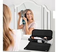 Organizer 2 in 1 per strumenti per capelli con tappetino in ferro, custodia per il trasporto, organizer per ferro arricciacapelli piatto impermeabile per utensili caldi e