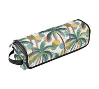 Organizer 2 in 1 per strumenti per capelli con tappetino in ferro, grande capacità, organizer per strumenti caldi e accessori per la cura dei capelli, albero di cocco in stile cartone animato estivo