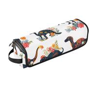 Organizer 2 in 1 per strumenti per capelli con tappetino in ferro, grande custodia da viaggio per strumenti caldi e accessori per la cura dei capelli, dinosauri divertenti con fiori per donne