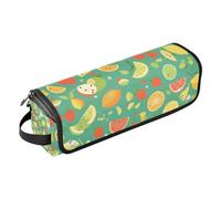 Organizer 2 in 1 per strumenti per capelli con tappetino resistente al calore, grande custodia da viaggio per ferri da stiro piatti e accessori per la cura dei capelli, frutta fresca verde estiva per