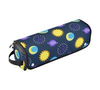 Organizer 2 in 1 per strumenti per capelli, con tappetino resistente al calore, impermeabile, per arricciare piatti e accessori per la cura dei capelli, motivo: Universo con sole e luna, con glitter