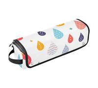 Organizer 2 in 1 per strumenti per capelli, con tappetino resistente al calore, per ferro arricciacapelli, ferro arricciacapelli, asciugacapelli piatto, gocce di pioggia colorate