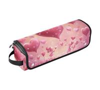 Organizer 2 in 1 per strumenti per capelli, con tappetino rimovibile resistente al calore, antipolvere, borsa da viaggio per piastre, piastre, ferri arricciacapelli, cuori color pesca True Love