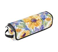 Organizer 2 in 1 per strumenti per capelli con tappetino rimovibile resistente al calore, borsa da viaggio organizer per utensili caldi e accessori per la cura dei capelli, fiori primaverili girasole