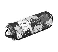 Organizer 2 in 1 per strumenti per capelli e tappetino resistente al calore, a doppio strato, custodia da viaggio per utensili caldi e accessori per la cura dei capelli, motivo gatto carino, nero e