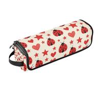 Organizer 2 in 1 per strumenti per capelli e tappetino resistente al calore, con cerniera, borsa da viaggio organizer per ferri da stiro, piastra, ferro arricciacapelli, coccinelle rosse, stelle