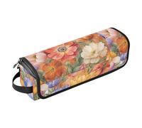 Organizer 2 in 1 per strumenti per capelli e tappetino resistente al calore, con cerniera, custodia da viaggio portatile per utensili caldi e accessori per la cura dei capelli, fiori autunnali