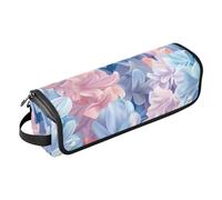 Organizer 2 in 1 per strumenti per capelli e tappetino resistente al calore, con cerniera, custodia da viaggio a doppio strato per utensili caldi e accessori per la cura dei capelli, fiori di giacinto