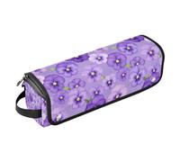 Organizer 2 in 1 per strumenti per capelli e tappetino resistente al calore, con cerniera, impermeabile, organizer da viaggio per ferri da stiro, piastre e arricciacapelli, fiori viola del pensiero da