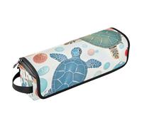 Organizer 2 in 1 per strumenti per capelli e tappetino resistente al calore, con cerniera, impermeabile, per arricciare piatti e accessori per la cura dei capelli, tartaruga blu rossa portatile da