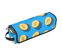 Organizer 2 in 1 per strumenti per capelli e tappetino resistente al calore, grande capacità, organizer per piastra per arricciacapelli, asciugacapelli piatto, motivo marula con frutta, blu