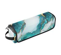 Organizer 2 in 1 per strumenti per capelli in marmo bianco turchese e tappetino resistente al calore, grande custodia da viaggio per ferri da stiro piatti e accessori per la cura dei capelli, borsa da