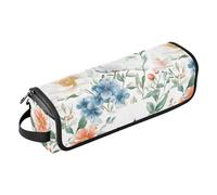 Organizer 2 in 1 per strumenti per capelli, resistente al calore, per ferri da stiro, piastre, arricciacapelli, fiori primaverili, peonie, campane e farfalle, borsa da viaggio bianca