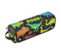 Organizer 2 in 1 per strumenti per capelli, tappetino resistente al calore, a doppio strato, custodia da viaggio per ferro da stiro, accessori per la cura dei capelli, roaring Dino Spot nero, verde