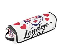 Organizer 2 in 1 per strumenti per capelli, tappetino resistente al calore, a doppio strato, custodia da viaggio per piastre, piastre e arricciacapelli, con bandiera del Regno Unito, Londra, ragazza