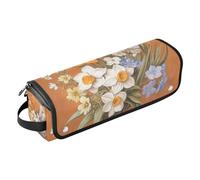 Organizer 2 in 1 per strumenti per capelli, tappetino resistente al calore, con cerniera, impermeabile, per arricciare i capelli, arricciacapelli, fiori, narcisi, farfalle, api