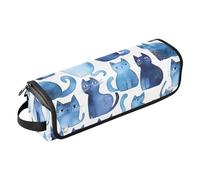 Organizer 2 in 1 per strumenti per capelli, tappetino resistente al calore, grande custodia da viaggio per ferri da stiro piatti e accessori per la cura dei capelli, Sweet Russian Bluecats bianco