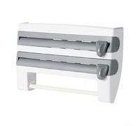 Organizer 3 in 1 in alluminio, involucro di plastica e carta pergamena, con taglierina integrata e rullo girevole in metallo per cassetti da cucina, plastica ABS, 39 x 24 x 10 cm (grigio)