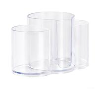 Organizer 3 in 1 per trucchi, in cotone, per tamponi di cotone, tamponi e altro ancora, con design compatto per un uso efficiente dello spazio su toeletta o bagno (trasparente)