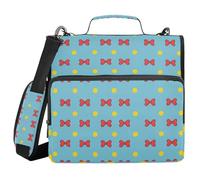 Organizer a 3 anelli a pois e fiocco, con manico, multi-tasca, per scuola/ufficio