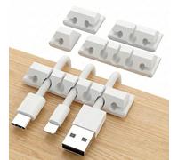 Organizer a Clip per Cavo,1/2/3/5/7 Slots [Pack of 5], Fermacavi Scrivania Adesivo, Ferma Cavi, Clip per Cavi, Cable Management per Scrivania, Casa, Ufficio, Bianco