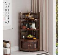 Organizer angolare - Credenza da pavimento con profilo curvo, per soggiorno, display antico e porcellana, design salvaspazio, 100 cm