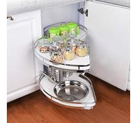 Organizer angolare estraibile per mobili da cucina, design a 2 ripiani, adatto per armadi da 91 cm. Soluzione salvaspazio di facile accesso per pentole e padelle