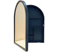 Organizer Armadietto Da Bagno In Legno Ad Arco Con Specchio, Montato A Parete, Con Luce E Ante A Specchio. Armadietto In Legno Massello Con Ripiani Per Articoli Da Toeletta(Black)
