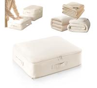 Organizer autocomprimente ultra salvaspazio, nuovo sacchetto a compressione, organizzatore mobile per coperte, vestiti, coperte (beige)