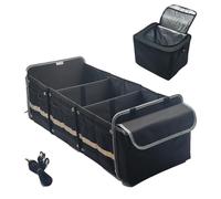 Organizer Bagagliaio Auto,Organizer Per Bagagliaio,Organizer Baule Auto Pieghevole Con Cinque Scomparti,Cinghie Di Sicurezza Regolabili,Coperchio Rimovibile,Fondo Antiscivolo(Nero,Extra Grande)