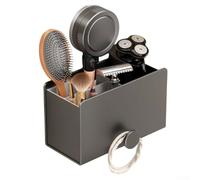 Organizer Bagno Murale 16x10cm per trapano Organizer Bagno Murale(2) | Acciaio al carbonio e ABS, installazione fori, per ideale per affitti, finitura grigia moderna