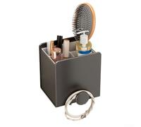 Organizer Bagno Murale 16x10cm per trapano Organizer Bagno Murale(4) | Acciaio al carbonio e ABS, installazione fori, per ideale per affitti, finitura grigia moderna