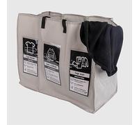Organizer Borsa Lavanderia in TNT, 3 Scomparti per Raccolta Differenziata Indumenti Sporchi con Indicazioni Lavaggio, 60x49x32 cm