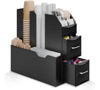 Organizer Caffe - Porta bicchierini da caffè con 9 scomparti e 2 cassetti porta capsule caffè, Porta cialde caffè per angolo caffè - Porta capsule caffe, Portacialde da caffè, Contenitore cialde caffè