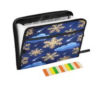 Organizer Cartella di File 13 Tasche A4 Formato Lettera con Chiusura a Cerniera per Scuola Casa Ufficio Aula Buon Natale Oro Fiocchi di neve tappeti de