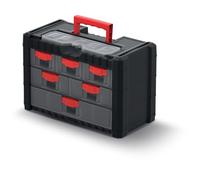Organizer Cassetta Valigetta per Attrezzi | Portatile con Manico | Impilabile | Appendibile | 6 Cassetti con Sistema di Bloccaggio | 40x20x26 cm | in Plastica Resistente