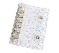 Organizer Clear Binder PVC Planner con motivo a stella - Notebook diario trasparente con maniche per adesivi Note di carte | Organizzatori personali per giovani ragazze adolescenti Fam