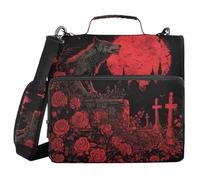 Organizer con 3 anelli con cerniera, motivo castello di vampiri gotico, 3,8 cm, con manico, multi-tasca, per scuola/ufficio