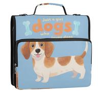 Organizer con 3 anelli, con tracolla, facile da trasportare, per studenti di medie dimensioni, con scritta "Just A Girl Who Loves Dogs"