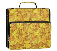 Organizer con 3 anelli da 3,8 cm, con cerniera, con cinghia, multi-tasca, per scuola/ufficio Canada, foglia d'acero gialla