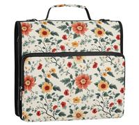 Organizer con 3 anelli da 3,8 cm con cerniera e tracolla e manico, multitasche, con cerniera, per scuola/ufficio Venezuela Flor De Mayo Beauty Summer Flowers