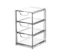 Organizer Cosmetici Impilabile Plastica, Mini cassettiera trasparente a 3